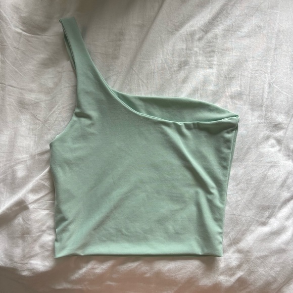 One shoulder crop tank top seafoam green - Picture 2 of 4